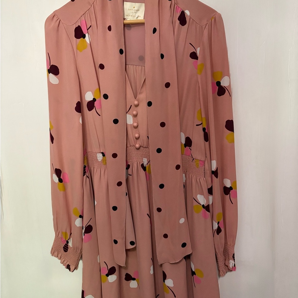 Kate Spade Floral Pink Dress with Polka Dots